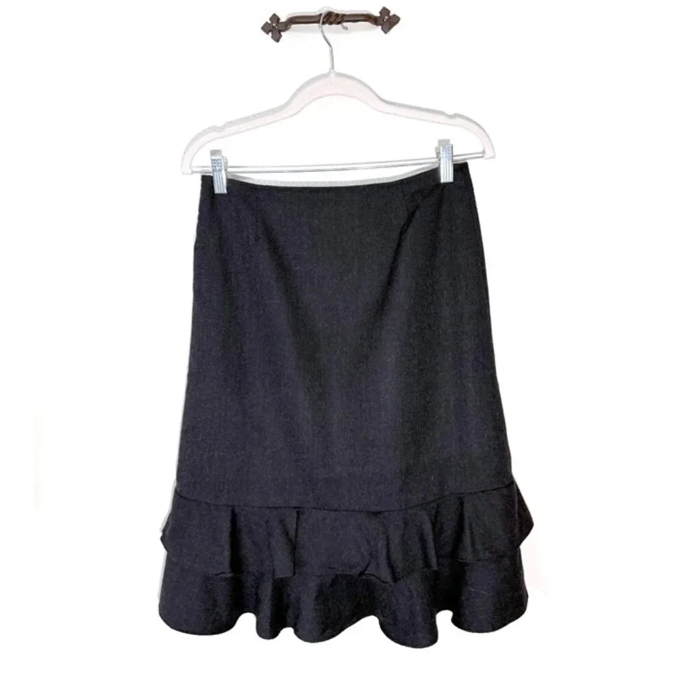 Anthropologie Double Ruffled Wool Skirt